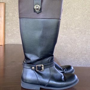 Michael Kors Girl's  Riding Black/Brown Fully Zip Gold MK Logo tone